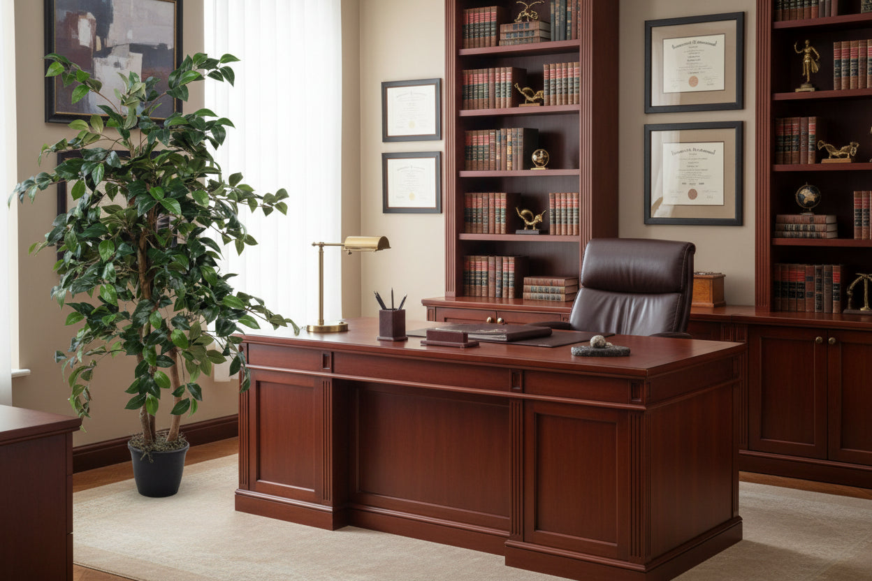 Decorative indoor faux camellia tree for home or office